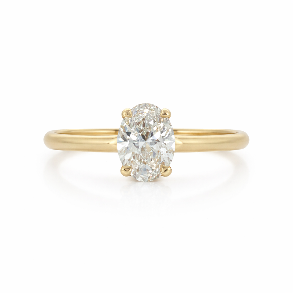 18ct Yellow Gold Lab-Grown Oval Diamond Solitaire Ring