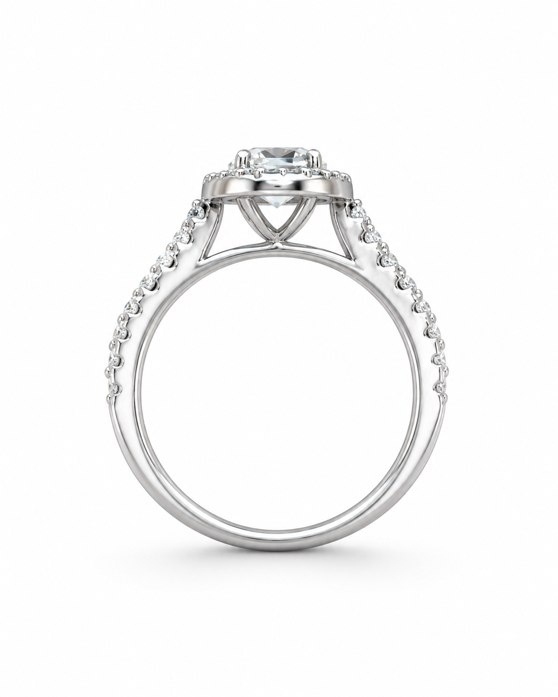 925 Silver Oval CZ Halo Ring