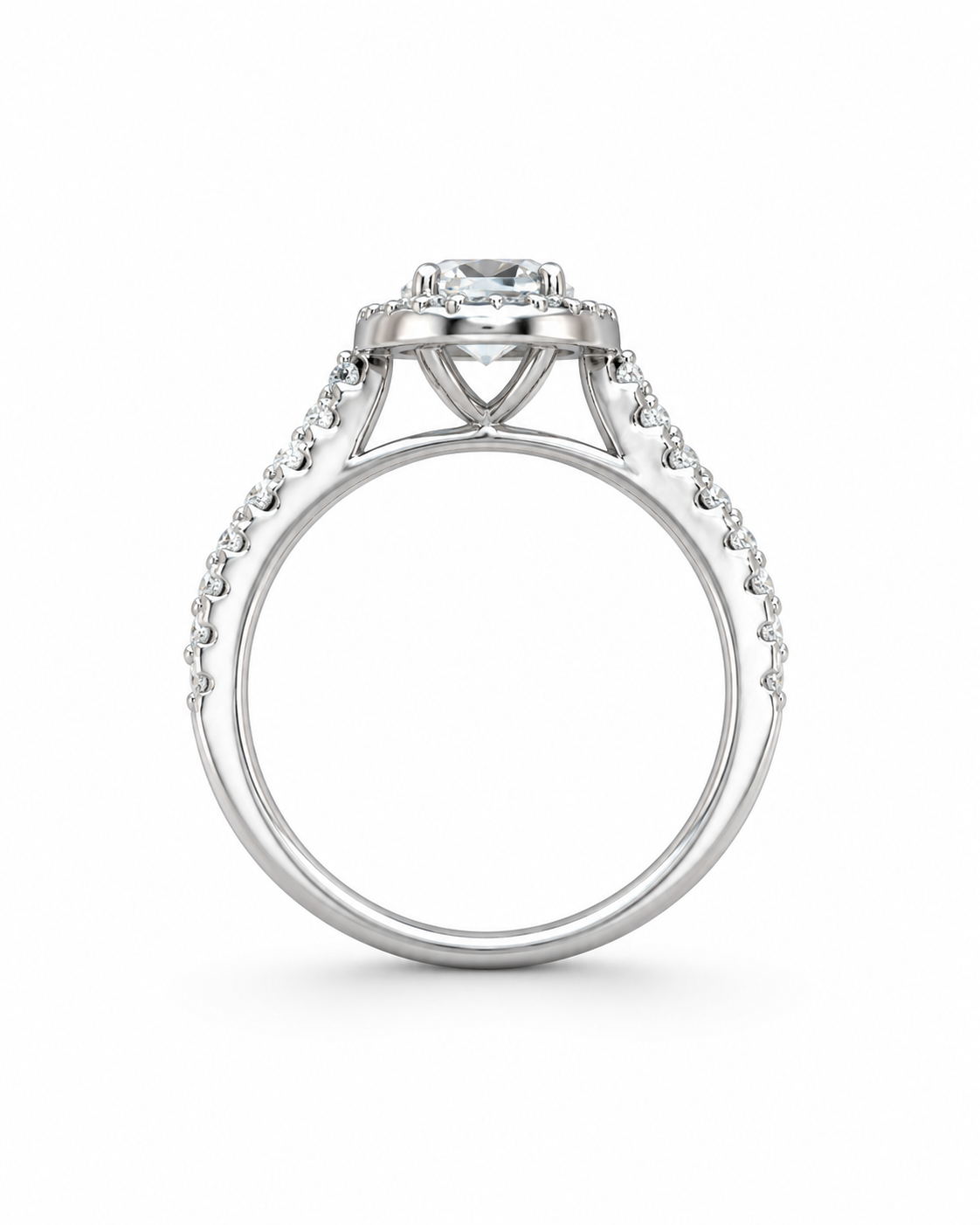 925 Silver Oval CZ Halo Ring