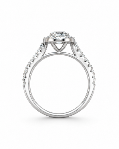925 Silver Oval CZ Halo Ring