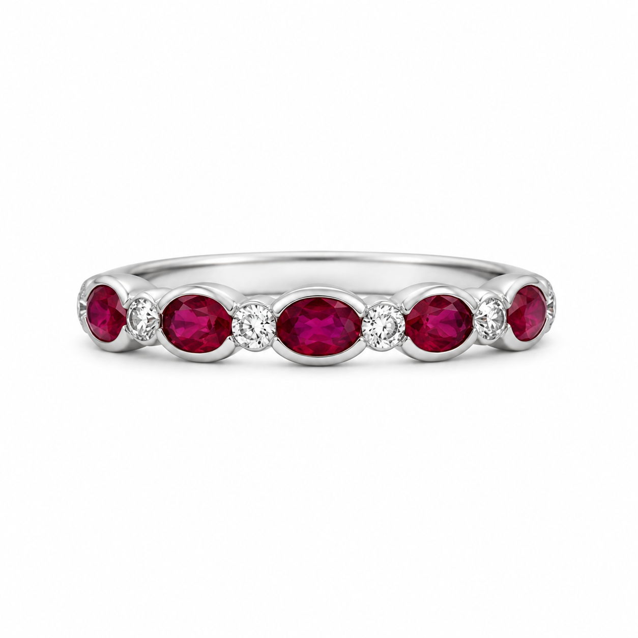 18ct Ruby &amp; Diamond Half Eternity Ring