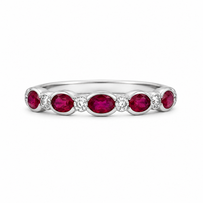 18ct Ruby &amp; Diamond Half Eternity Ring