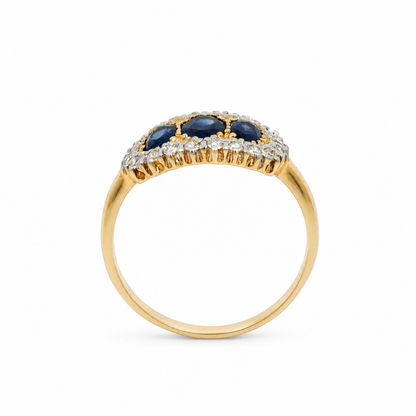 9ct Gold Sapphire and Diamond Cluster Ring