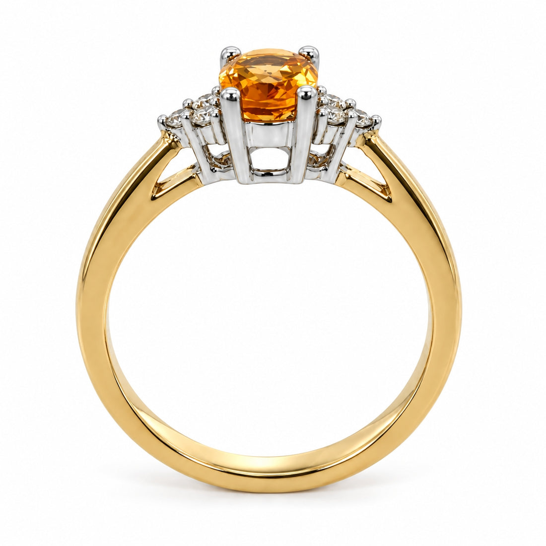 9ct Yellow &amp; White Gold Oval Citrine &amp; Diamond Trefoil