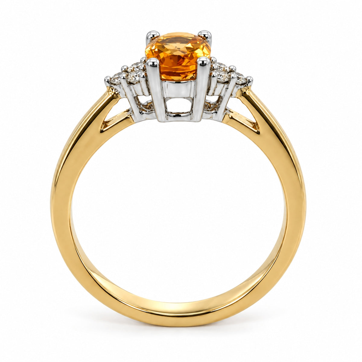 9ct Yellow &amp; White Gold Oval Citrine &amp; Diamond Trefoil
