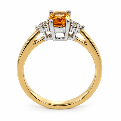 9ct Yellow &amp; White Gold Oval Citrine &amp; Diamond Trefoil