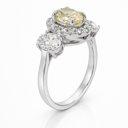 18ct Gold Lab-Grown Yellow Oval Diamond Halo Engagement Ring