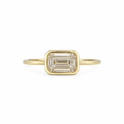 Emerald Cut Lab-Grown Diamond Bezel Ring in 18ct Yellow Gold