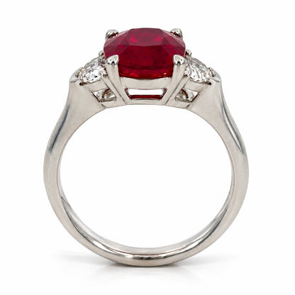 9ct White Gold Lab-Grown Ruby &amp; Diamond Ring