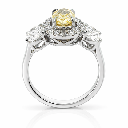 18ct Gold Lab-Grown Yellow Oval Diamond Halo Engagement Ring