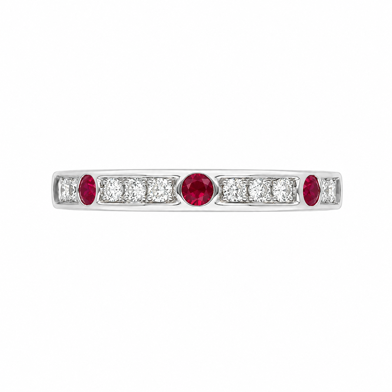 18ct Ruby &amp; Diamond Half Eternity Ring