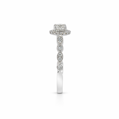 18ct White Gold Diamond Halo Engagement Ring