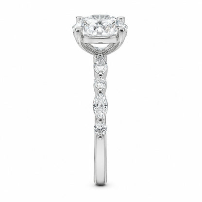 Lab-Grown Diamond Marquise &amp; Round Platinum Engagement Ring
