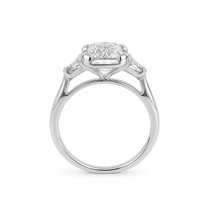 Lab-Grown Diamond Crisscut Emerald &amp; Trapezoid Three-Stone Ring