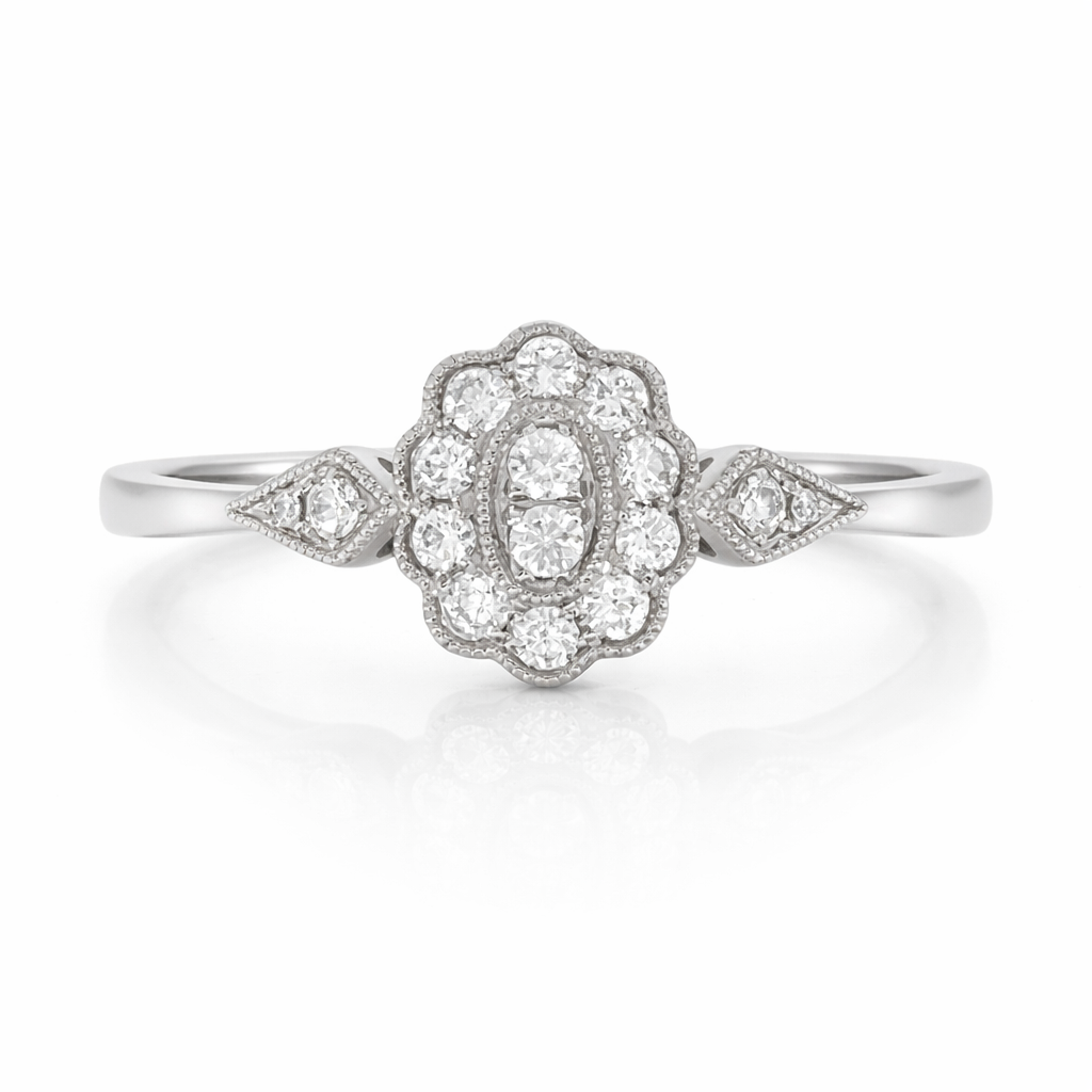 18ct White Gold Diamond Cluster Ring