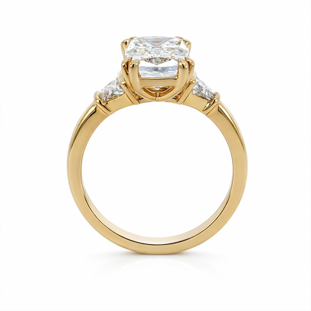 Lab-Grown Diamond Crisscut Emerald &amp; Trapezoid Three-Stone Ring