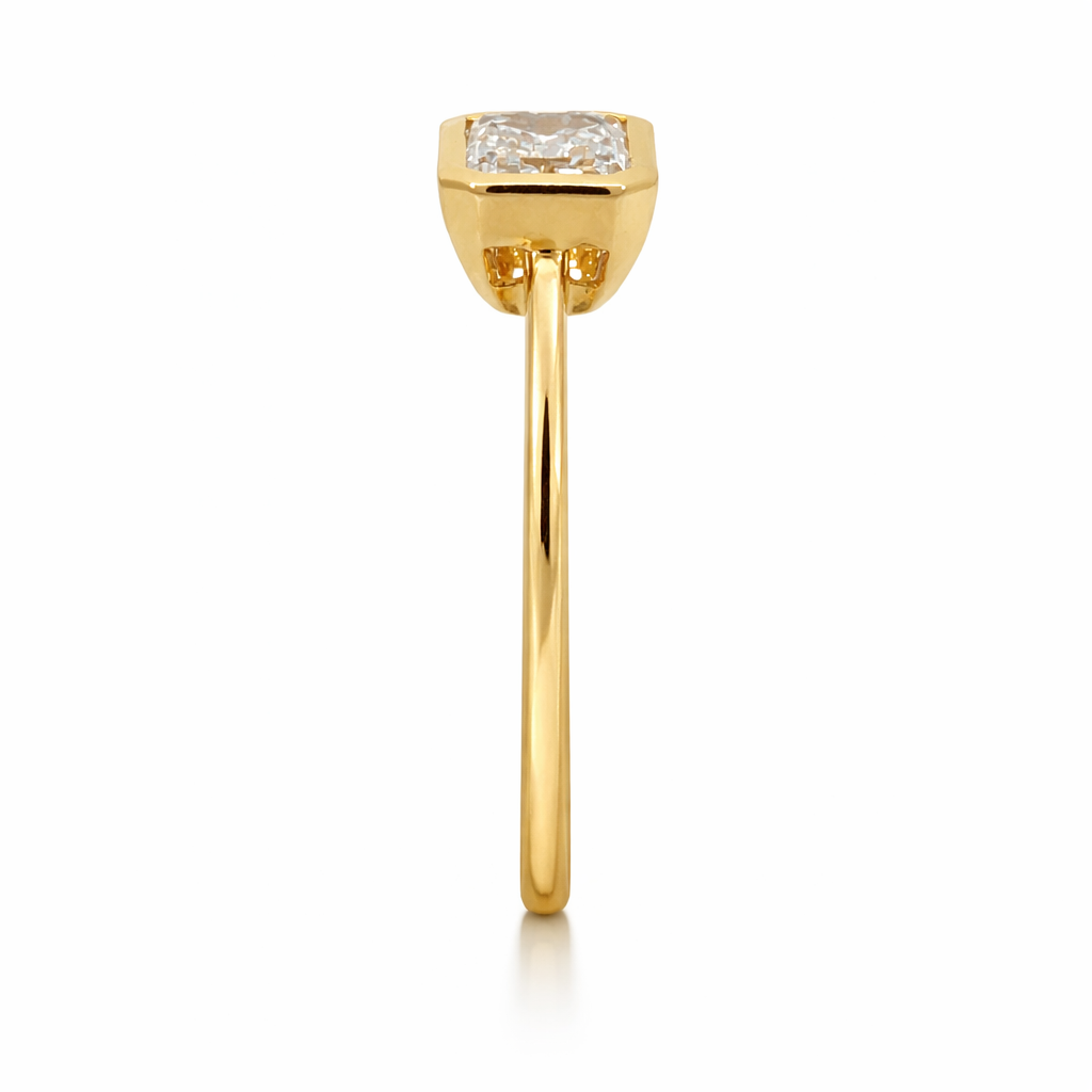 Emerald Cut Lab-Grown Diamond Bezel Ring in 18ct Yellow Gold