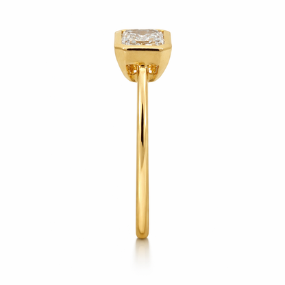 Emerald Cut Lab-Grown Diamond Bezel Ring in 18ct Yellow Gold