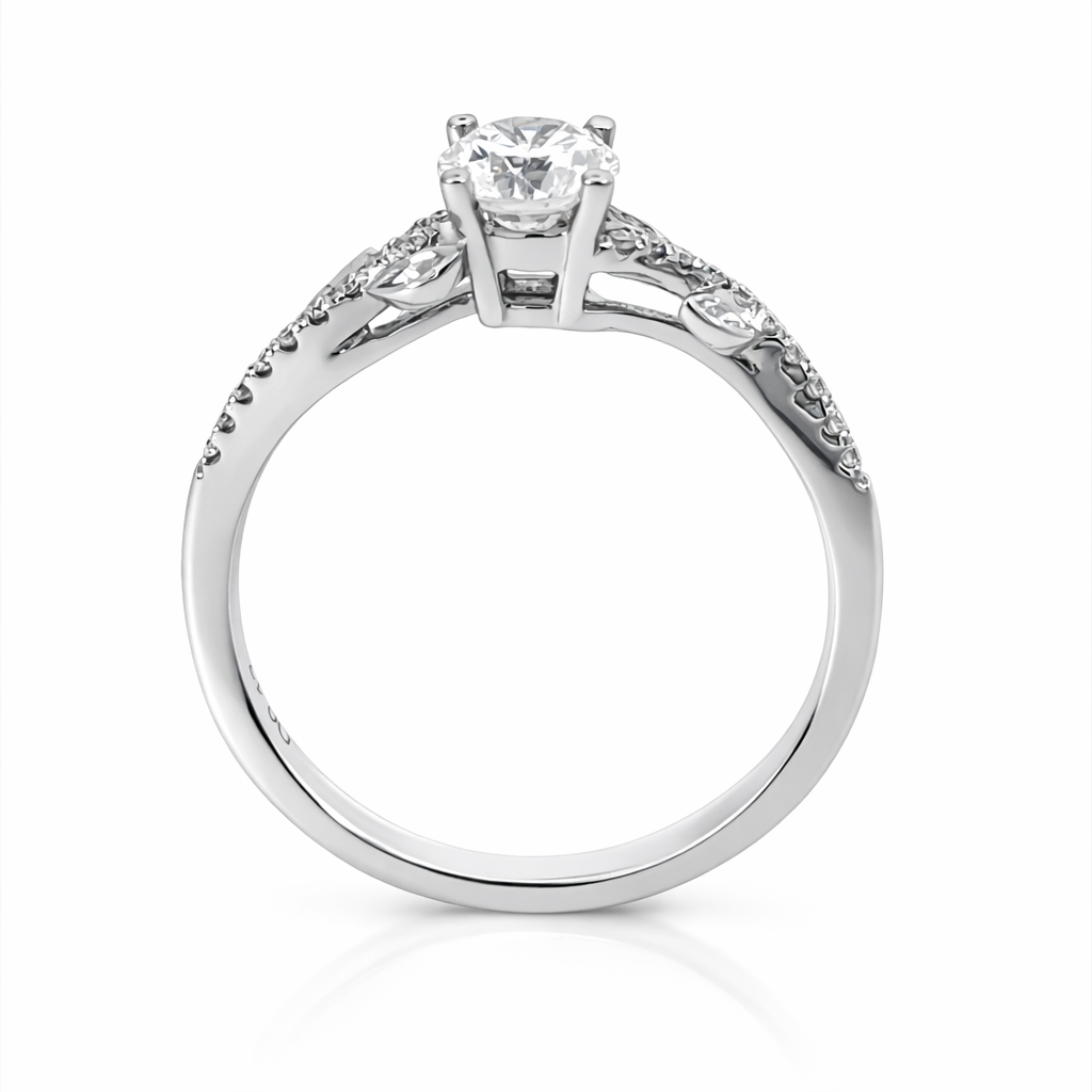 18ct White Gold leaf-inspired detailed Diamond Ring
