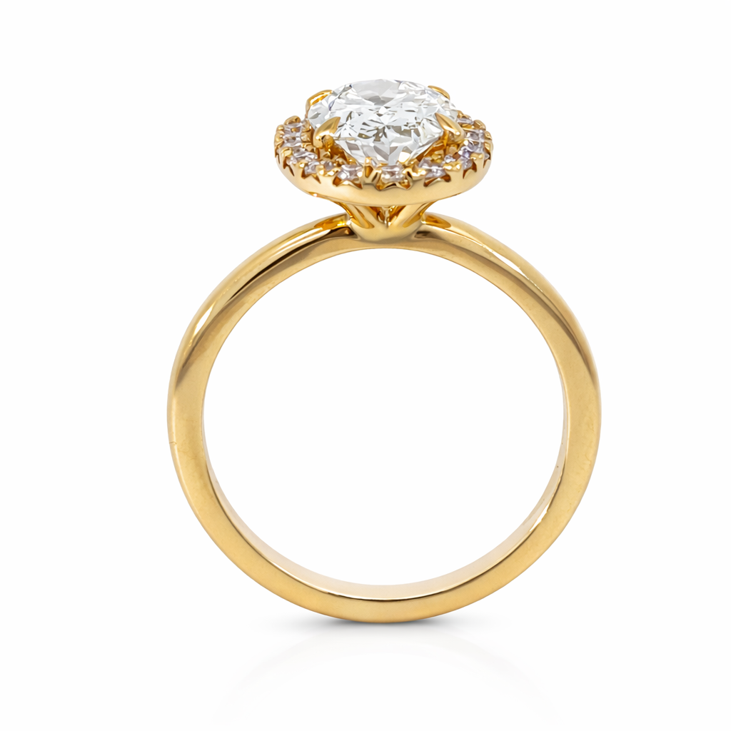 Oval Lab-Grown Diamond Halo Ring in 18ct Gold