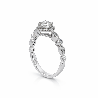 18ct White Gold Diamond Halo Engagement Ring