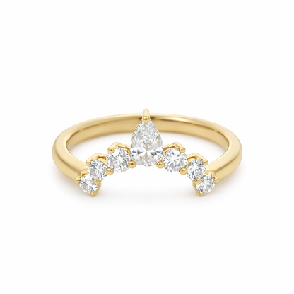 18ct Yellow Gold Pear Diamond Wishbone Ring