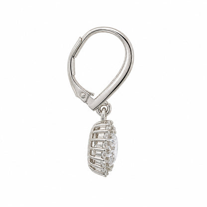 925 Sterling Silver CZ Halo Drop Earrings