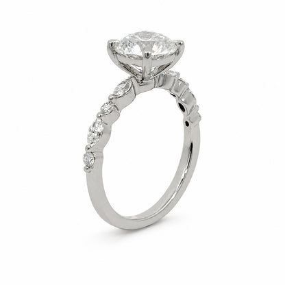 Lab-Grown Diamond Marquise &amp; Round Platinum Engagement Ring