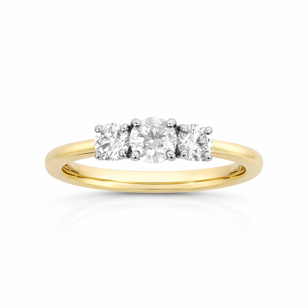 Elegant 0.75ct Diamond Trilogy Ring in 18ct Gold