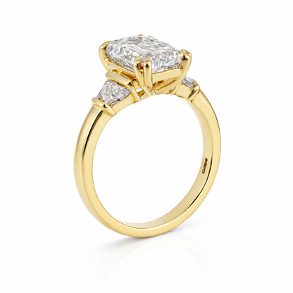 Lab-Grown Diamond Crisscut Emerald &amp; Trapezoid Three-Stone Ring