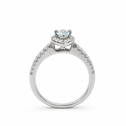 18ct Aqua &amp; Diamond Teardrop Halo Ring