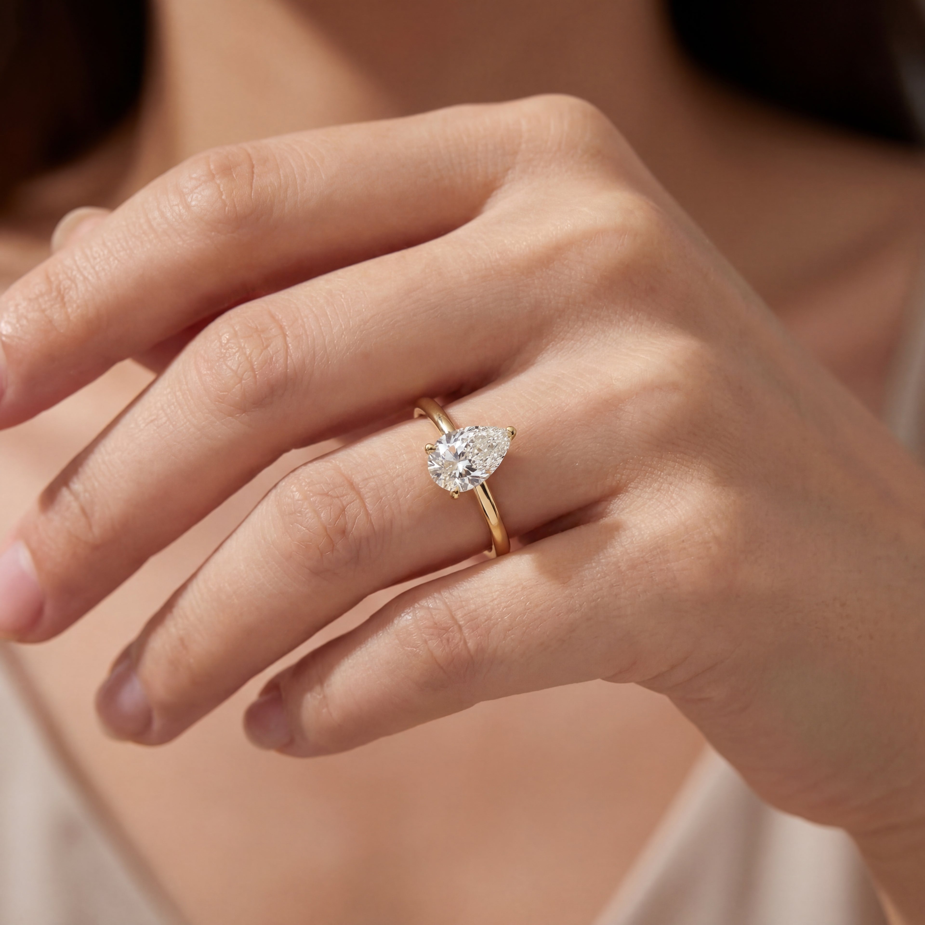 Lab-Grown Pear-Cut Diamond Solitaire Ring