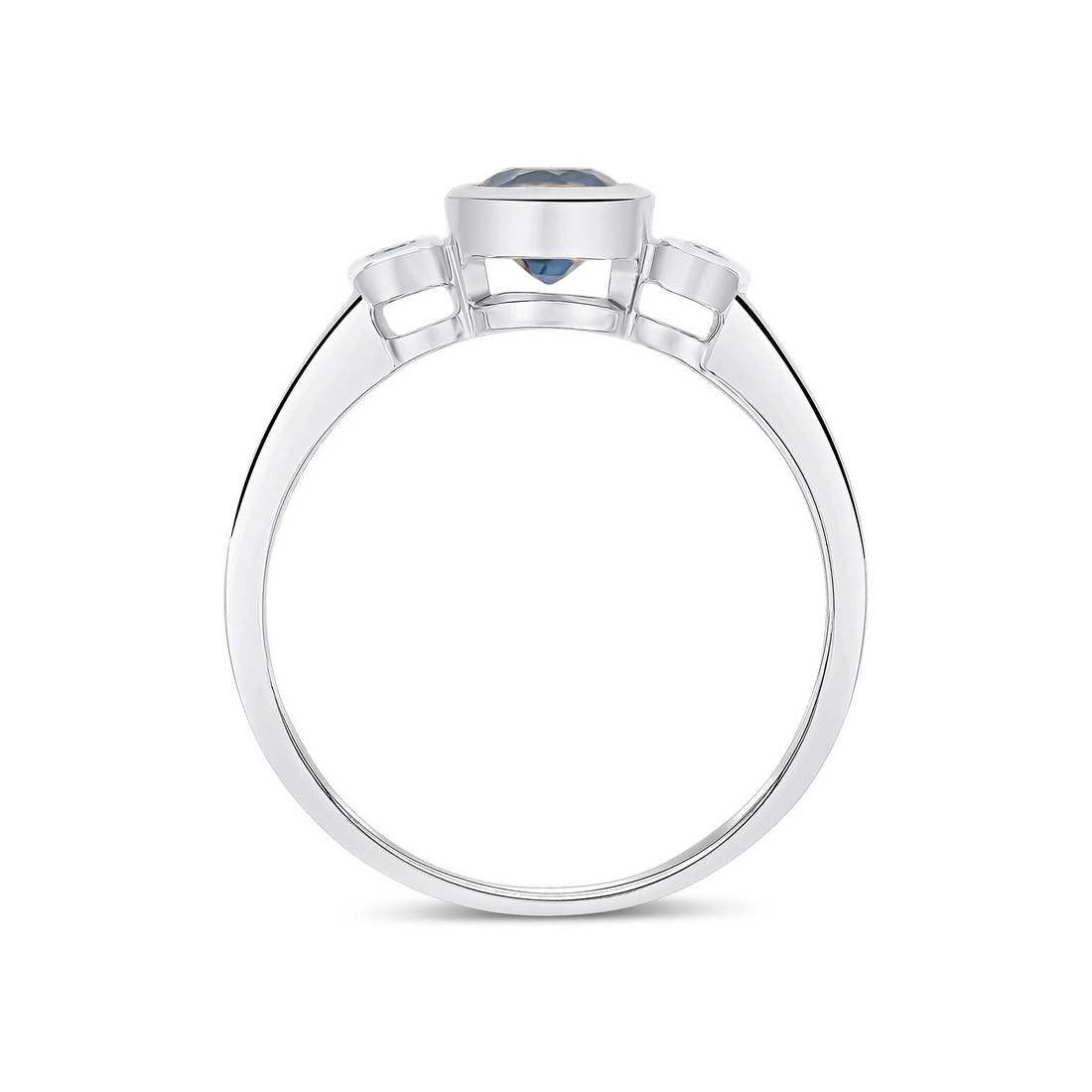 9CT White Gold Round Sapphire & Diamond Three Stone Ring (5mm) - Robert Anthony Jewellers, Edinburgh