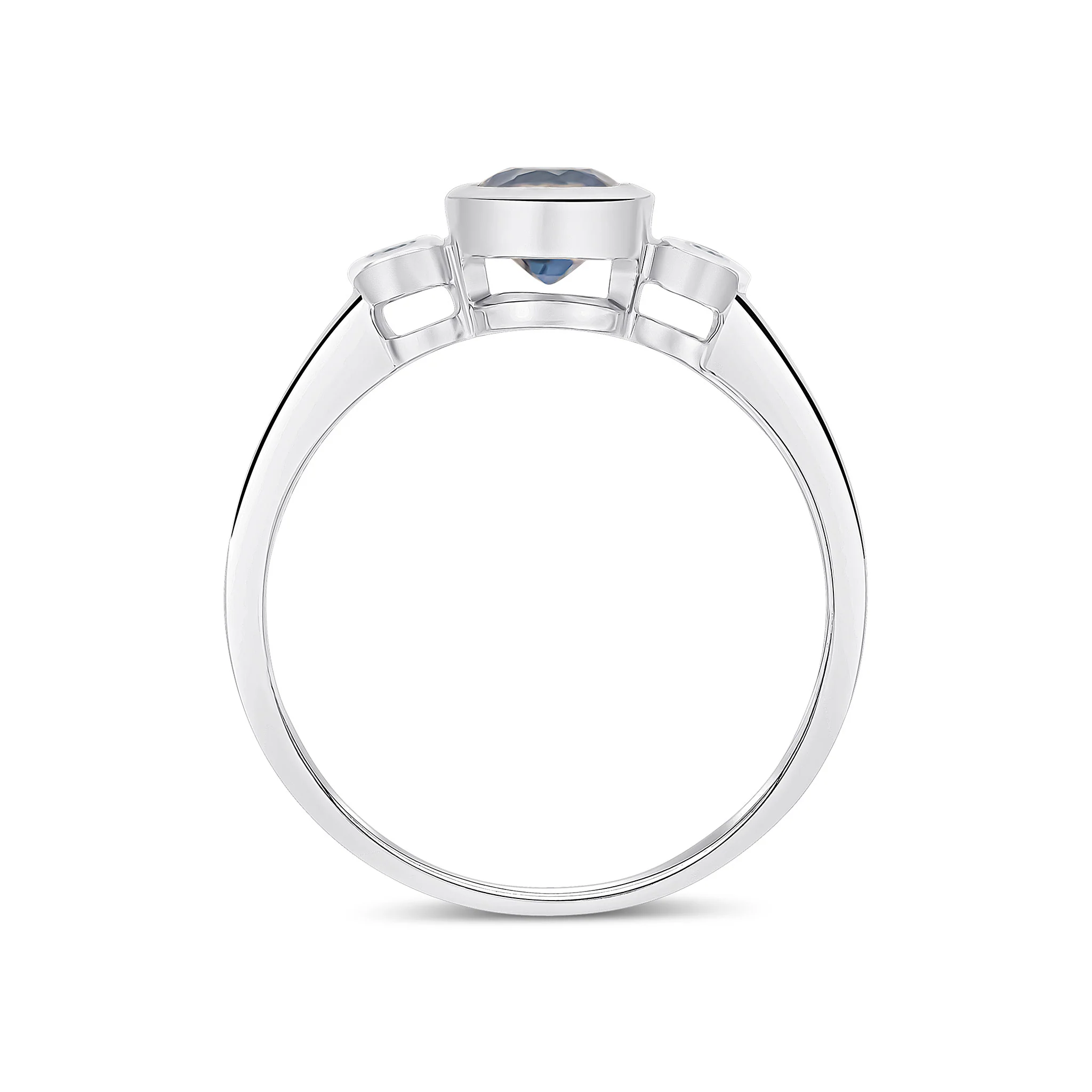 9CT White Gold Round Sapphire &amp; Diamond Three Stone Ring (5mm) - Robert Anthony Jewellers, Edinburgh