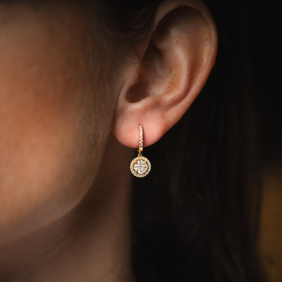 Diamond Halo Eternity Hoop Drop Earrings - Robert Anthony Jewellers, Edinburgh