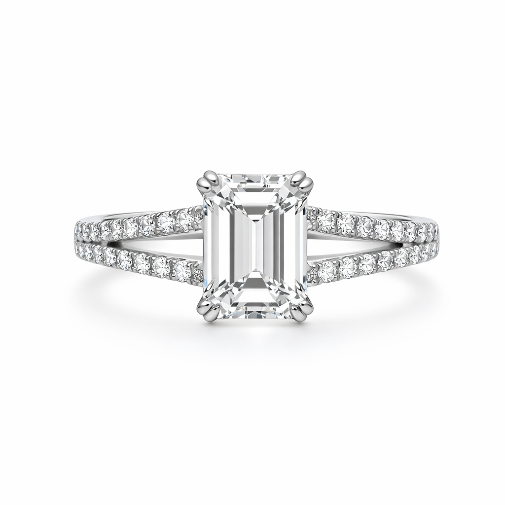 Platinum Emerald-Cut Diamond Ring