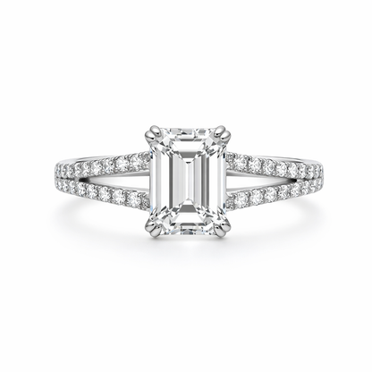Platinum Emerald-Cut Diamond Ring
