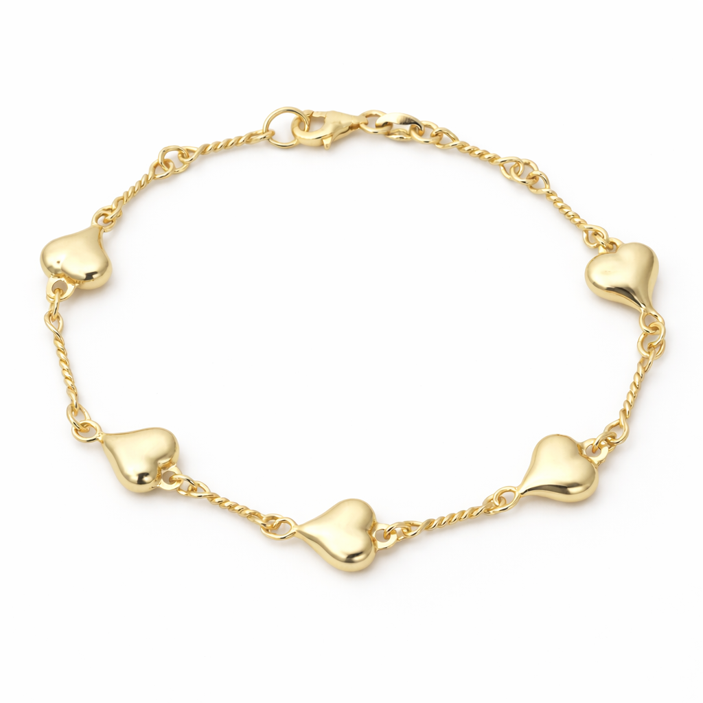 18ct Vermeil Gold Plated Heart Bracelet