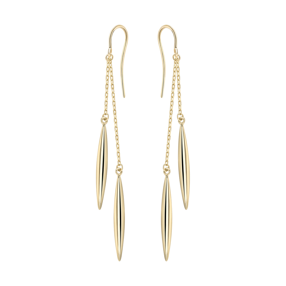 9ct. Yellow Gold Torpedo Drop Earrings - Robert Anthony Jewellers, Edinburgh