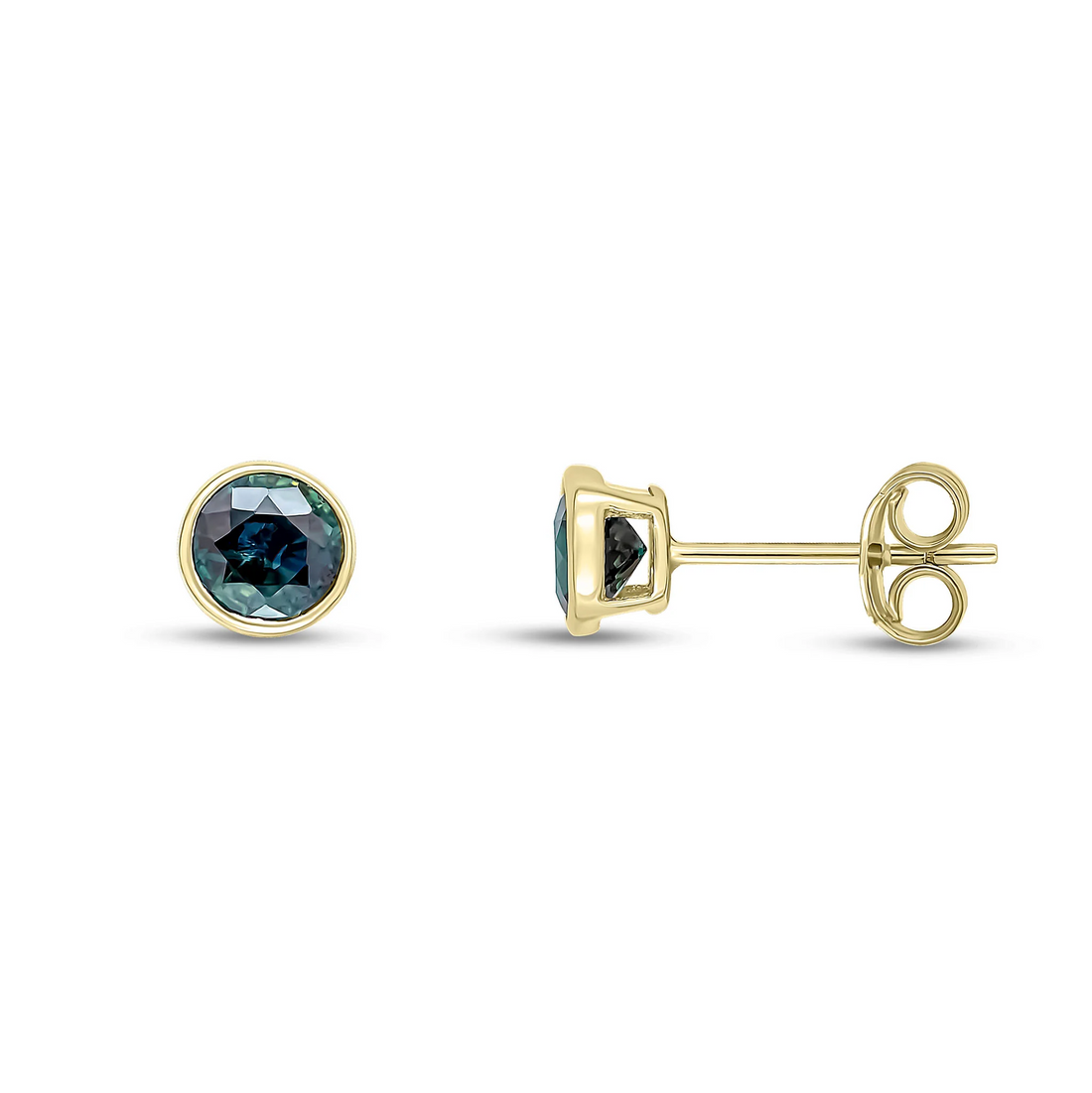 9CT Gold Round Blue Sapphire Rubover Stud Earrings (5mm) - Robert Anthony Jewellers, Edinburgh