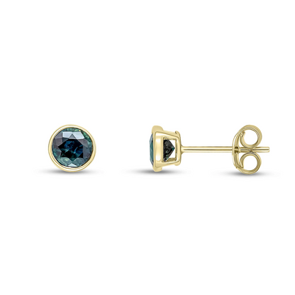 9CT Gold Round Blue Sapphire Rubover Stud Earrings (5mm) - Robert Anthony Jewellers, Edinburgh