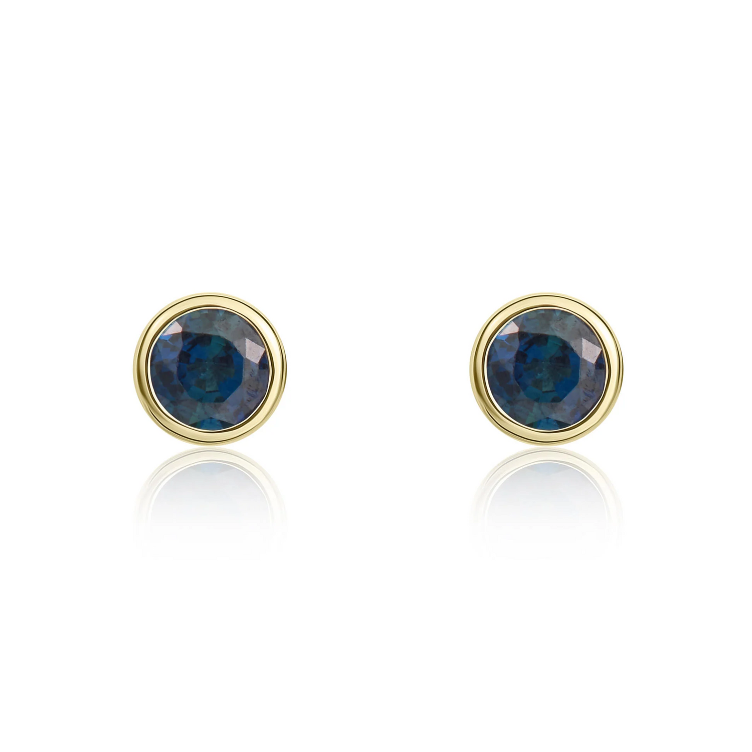 9CT Gold Round Blue Sapphire Rubover Stud Earrings (3mm) - Robert Anthony Jewellers, Edinburgh