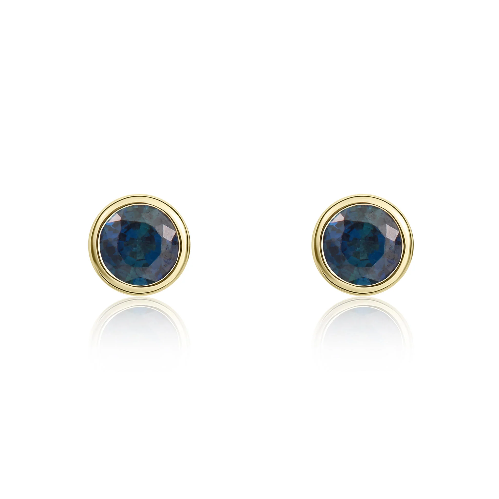 9CT Gold Round Blue Sapphire Rubover Stud Earrings (3mm) - Robert Anthony Jewellers, Edinburgh