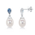 9CT White Gold Pearl & London Blue Topaz Drop Earrings - Robert Anthony Jewellers, Edinburgh