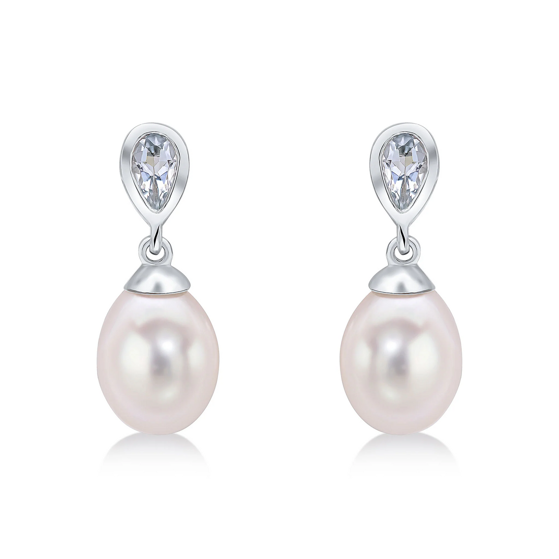 9CT White Gold Pearl & Aquamarine Drop Earrings - Robert Anthony Jewellers, Edinburgh