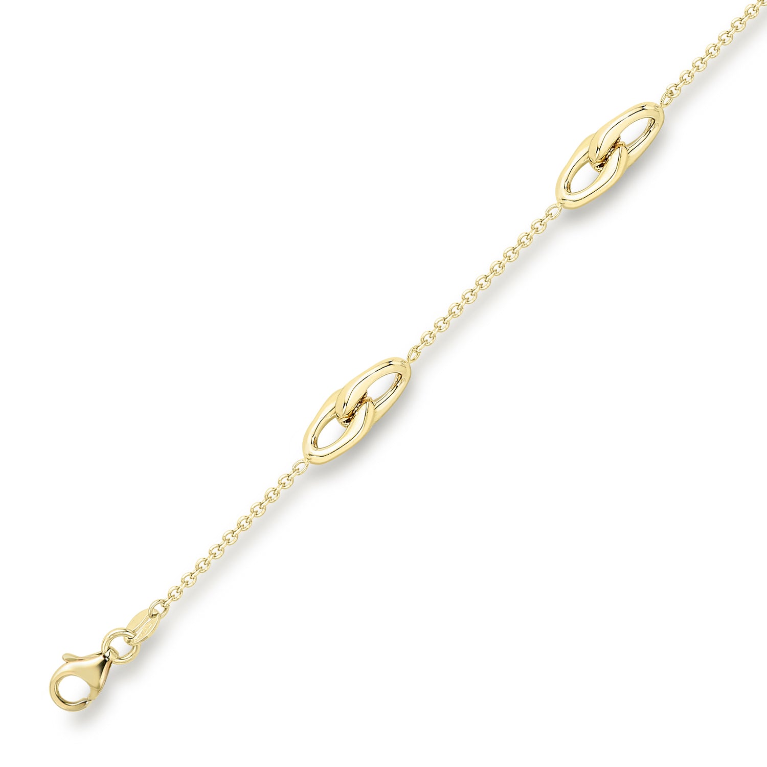 9ct. Yellow Gold Polished Interlocking Motif Bracelet