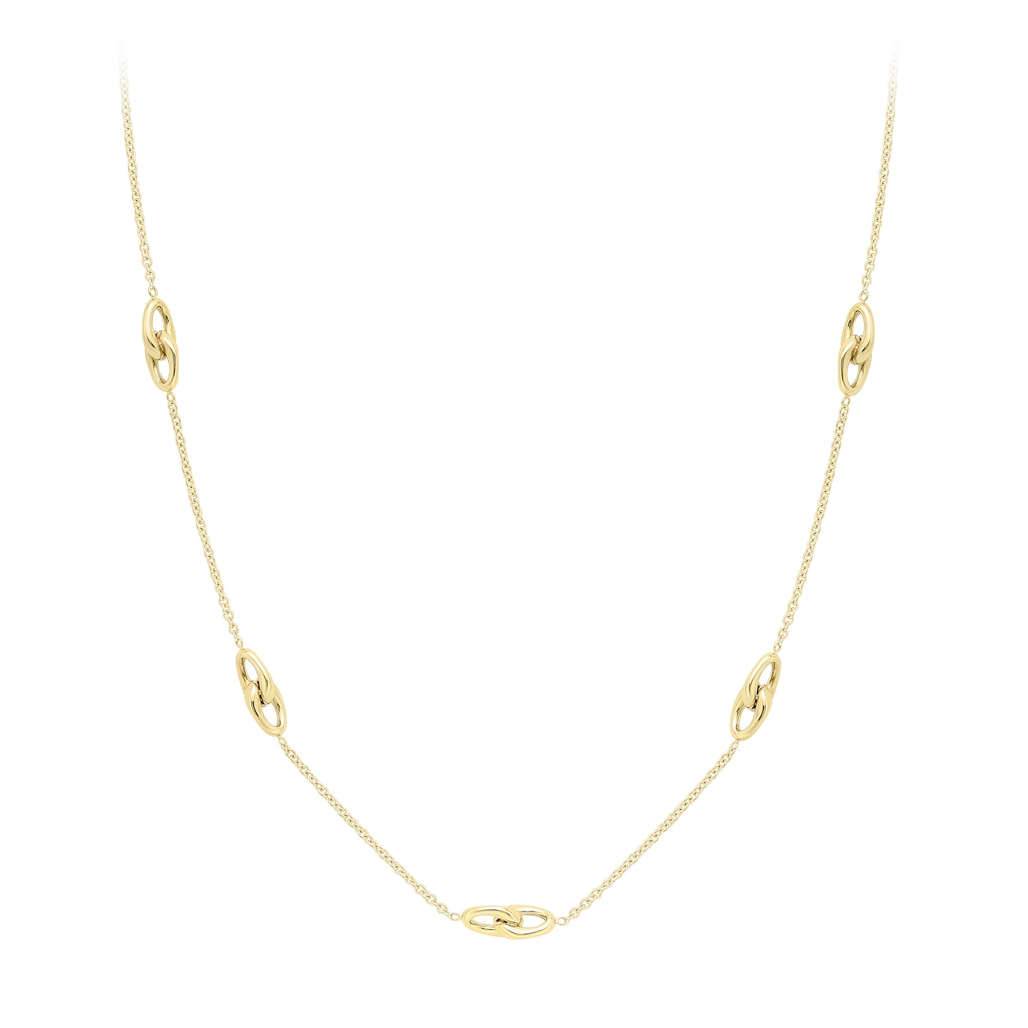 9ct. Yellow Gold Polished Interlocking Motif Necklace - Robert Anthony Jewellers, Edinburgh