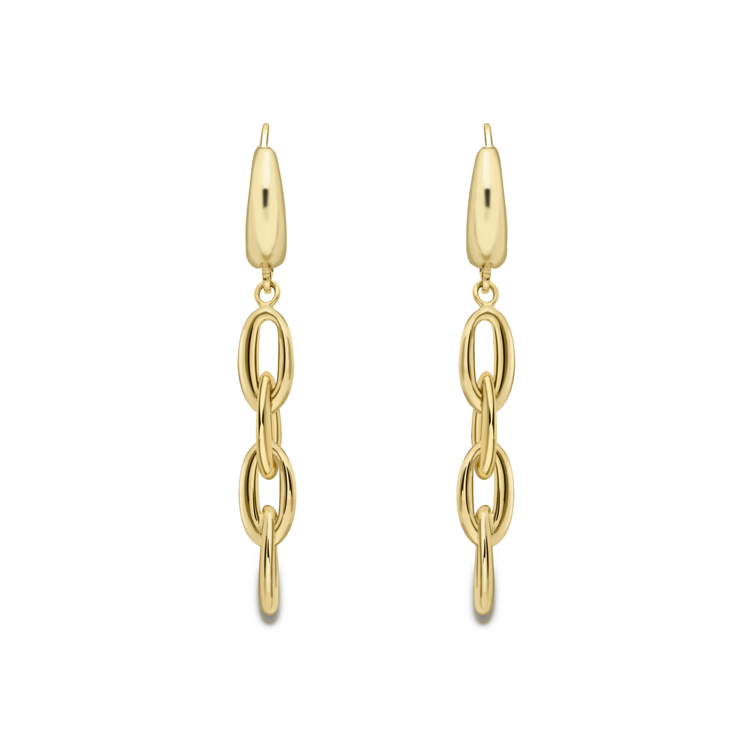 9ct. Yellow Gold Drop Stud Oval Link Earrings - Robert Anthony Jewellers, Edinburgh