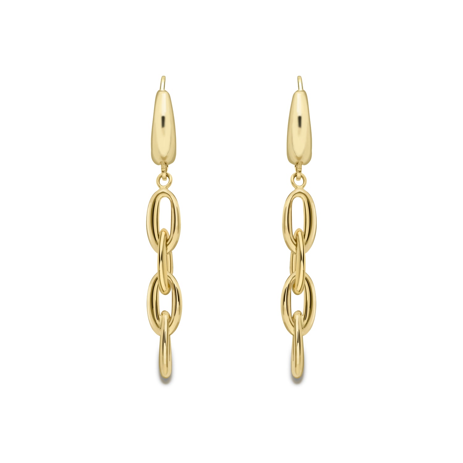 9ct. Yellow Gold Drop Stud Oval Link Earrings - Robert Anthony Jewellers, Edinburgh