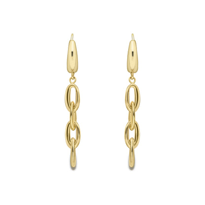 9ct. Yellow Gold Drop Stud Oval Link Earrings - Robert Anthony Jewellers, Edinburgh